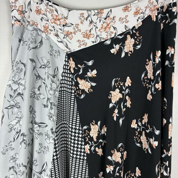 Calvin Klein Patchwork Handkerchief Skirt Sz 8 Mixed Media Print Boho Artsy Fall - Picture 3 of 8